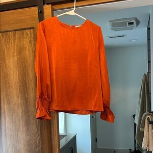 Women's Orange Satin Blouse